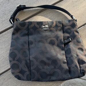 Coach Black & Dark Gray Signature Circle Shoulder Bag